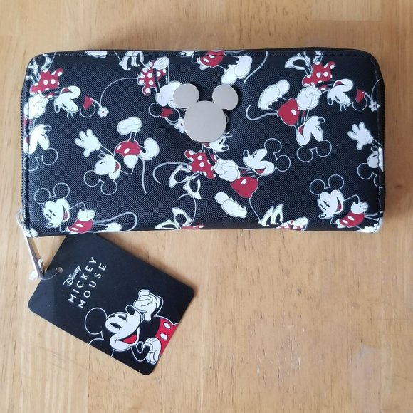 Disney Bioworld Mickey Mouse Mini Mouse Zip Around Wallet - Picture 4 of 9